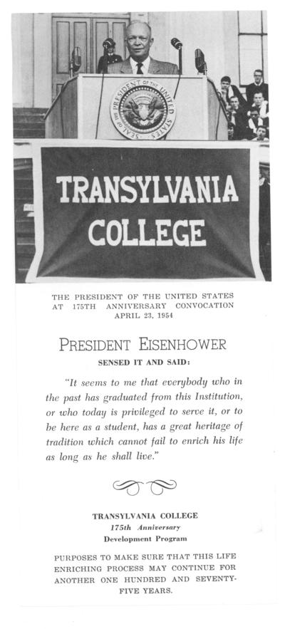 Personal Papers; Flier for Transylvania College's 175th Anniversary