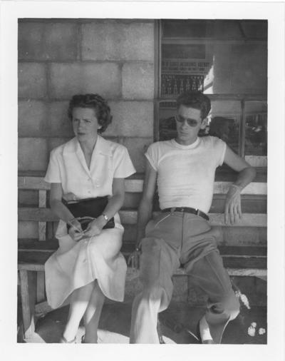 Marjorie; Marjorie with a man wearing sunglasses