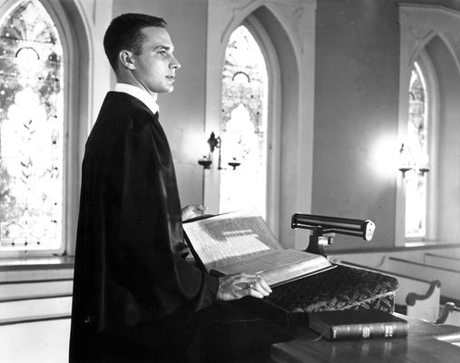 Choirs and Congregation; A young priest