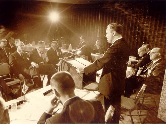 Breathitt, Edward T.; Edward T. Breathitt giving a speech at some official function