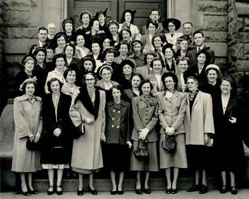 Calvary Baptist Church; Congregation; Group photo, forty women on steps of Calvary Baptist Church [MISSING]