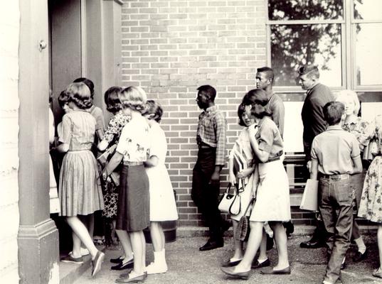 Children; School children enter building