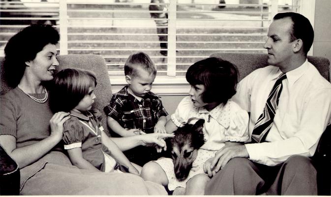 Children; At home with the family dog