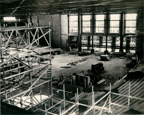 Construction; Interior view of a large auditorium