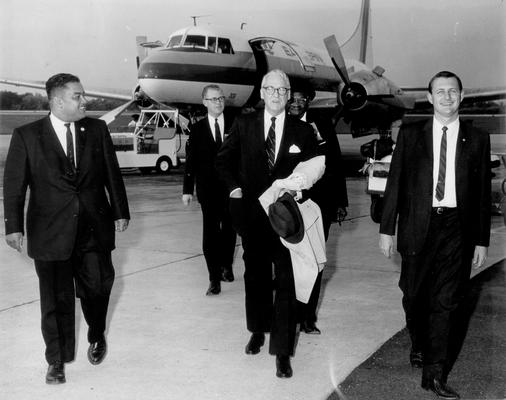 Cooper, John Sherman; John Sherman Cooper on arrival at the airport