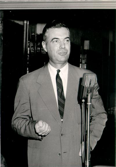 Dickey, Fred G.; Frank G. Dickey at the microphone