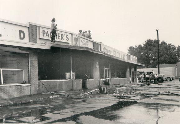 Fires; Extensive fire damage done to a small shopping center