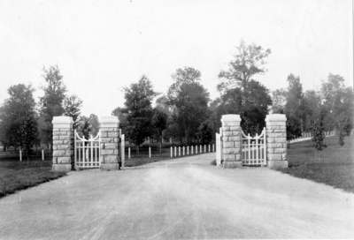 Entrance and driveway to grounds. Silver Print