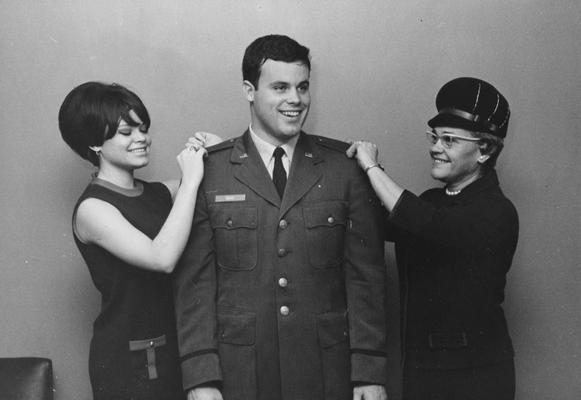 Davis, Jerome N., Jr., Alumnus, Reserve Officer Training Corp, pictured with two unidentified women (family?)