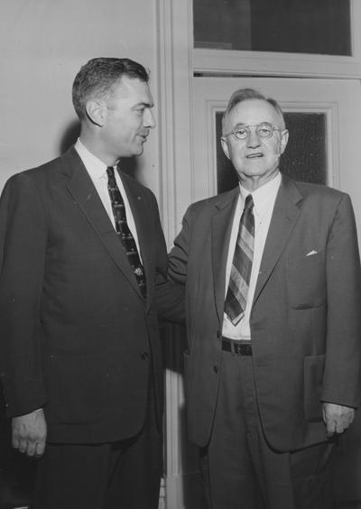 Dickey, Frank G., President, University of Kentucky, 1956 - 1963, Dean, College of Education, pictured with previous president, Herman Donovan, 1941 - 1956