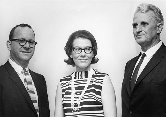 Dillon, Oscar Wendell, Jr., Professor and Chair, Mechanical Engineering Department, pictured at left with two unidentified individuals