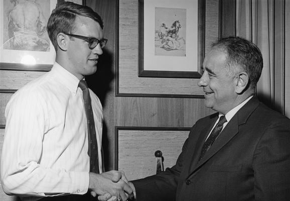 Eigel, William N., III, Student, pictured (left) with President John W. Oswald, 1968 alumni