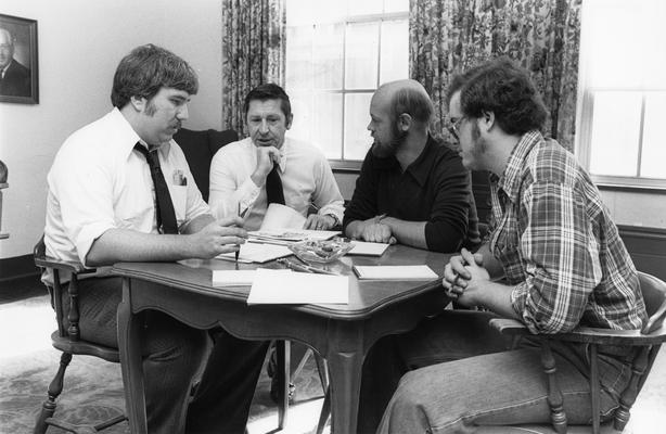 Farrar, Ronald, Director, University of Kentucky School of Journalism, pictured second from left with three unidentified individuals, University Information Services
