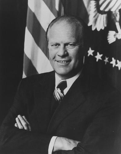 Ford, Gerald, President of the United States, 1974 - 1977 came as the featured speaker for a Patterson School for Diplomacy and International Commerce conference