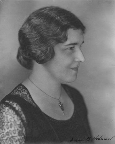Holmes, Sarah Bennett, born 1886, University of Kentucky Dean of Women 1944-1957, From Dr. McVey's Files, Janurary 1953, Assistant Dean of Women 1928-1942