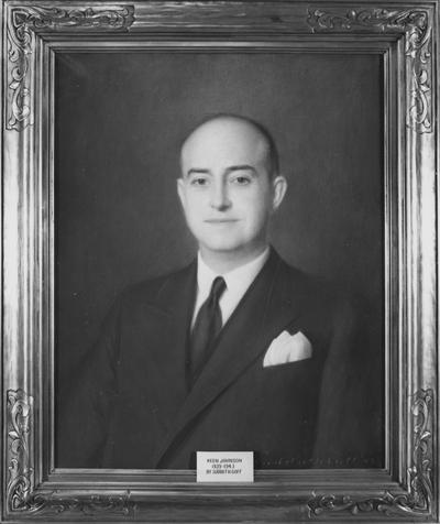 Johnson, Keen, 1922 alumnus, 1939 - 1943 Governor of Kentucky; 1940 - 1943 Board of Trustees member. Photograph of a portrait of Keen Johnson, by Sudduth Gruff