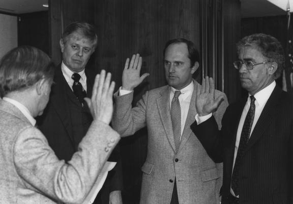 Jones, Robert Larry, 1982 - 1988 University of Kentucky Board of Trustees pictured with Frank Ramsey and Brereton C. Jones