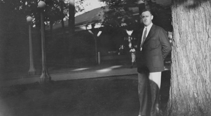 Mustaine, William Walter H., pictured at Chautaugua New York near the Amphitheater, Physical Education Director