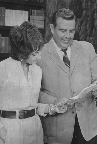 Ray, John, University of Kentucky football coach, 1970 Multiple Sclerosis Fundraiser Chairman, pictured with Sue Wiley televsion and radio talk host
