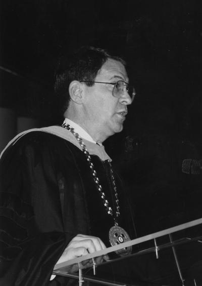 Roselle, President David P., University of Kentucky President 1987-1989, pictured at 1988 Commencement