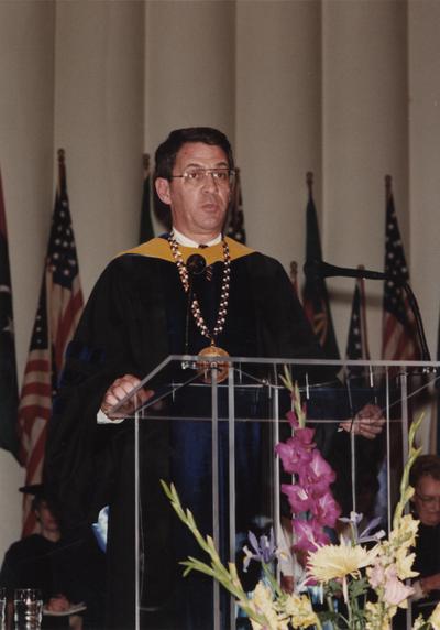 Roselle, President David P., University of Kentucky President 1987-1989, pictured at 1988 Commencement