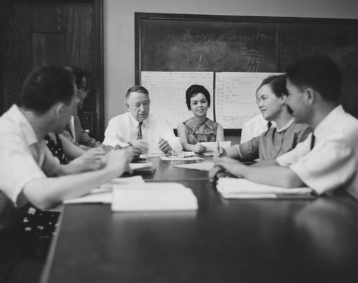 Sorenson, Herbert, Distinguished Professor of Education, pictured in meeting or class