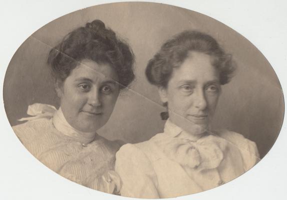 White, Clara,, worked as a Home Economics and Education librarian, pictured with an unidentified woman