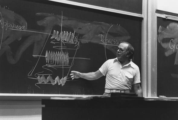 Crosby, John, Professor of Agriculture, pictured lecturing in classroom