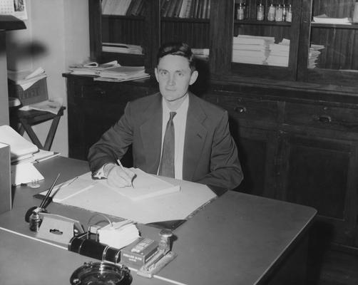 Buck, Frank, Academic Ombudsman, Professor of animal sciences, Photograph featured in 1957 