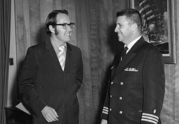 Burch, James G., Professor of Periodontics and Dental Occlusion, pictured with Commander T. M. Allensworth, Jr., DC, USN, photograph from United States Naval Dental School, National Naval Medical School, Bethesda, MD