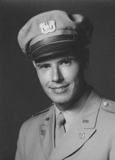 Henderson, Hubert, Professor and Chair, School of Music, Dean of College of Fine Arts, University of Kentucky, 1965-1989; Director of Bands, Montana State University, 1954-55; Director of Bands, University of Maryland, 1955-1965; portrait print photograph in uniform as Warrant Officer Bandleader, U.S. Army Air Force, 773rd U.S. A. F. Band, 15th Army Air Force, Bari, Italy, 1944