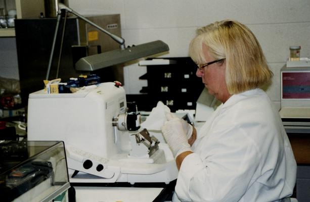 Female working in a College of Health Sciences laboratory