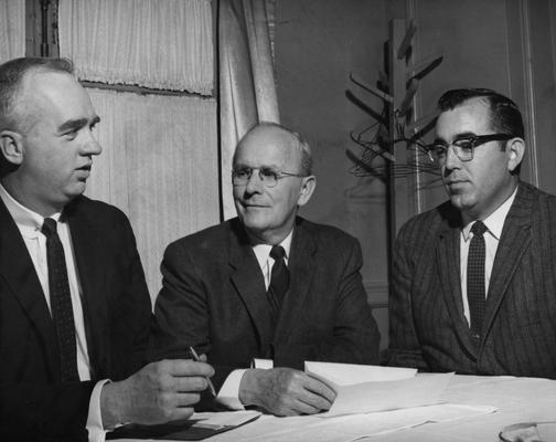 Chamberlain, Leo M., Professor, Education, University Vice President, Sitting with unidentified man