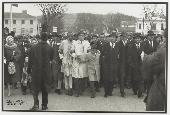 March on Frankfort led by (from left) Martin Luther King, Jr.; Ralph Abernathy; Wyatt Tee Walker; and Jackie Robinson