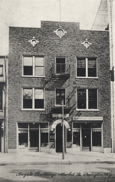 A postcard with an image of an Ingels building on Market Street in Lexington, Kentucky