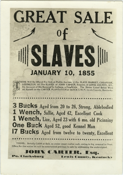 Reproduction of a broadside printed on January 10, 1855 advertising the 