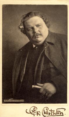 Portrait of writer, G.K. Chesterton with autograph beneath portrait, 