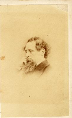 Portrait of Charles Dickens, English novelist, with signature beneath portrait