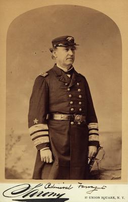 Portrait of Admiral David G. Farragut, with signature beneath portrait, 