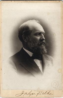 Portrait of James A. Garfield, with signature beneath portrait, 