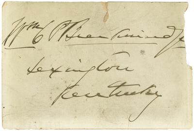 Hand written signature of William Campbell Preston Breckinridge. Says 