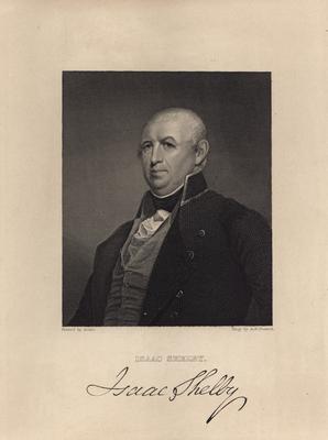 Portrait of Isaac Shelby with printed autograph