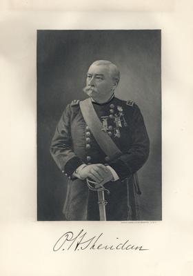 Portrait of General Philip H. Sheridan with printed autograph