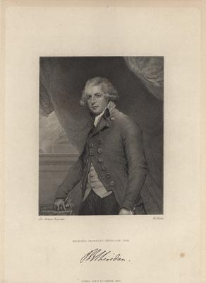 Portrait of Richard Brinsley Sheridan with printed autograph