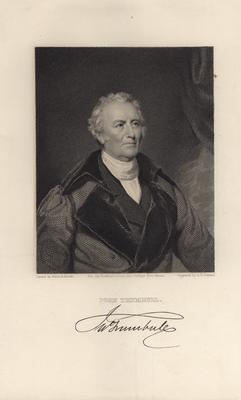 Portrait of John Trumbull with printed autograph