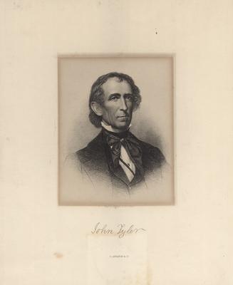 Portrait of John Tyler with printed autograph