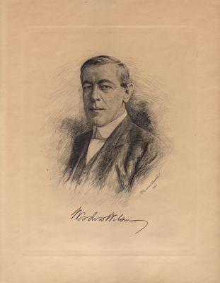 Portrait of Woodrow Wilson with printed autograph