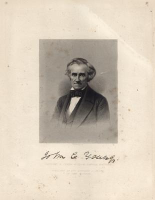Portrait of John C. Young with printed autograph