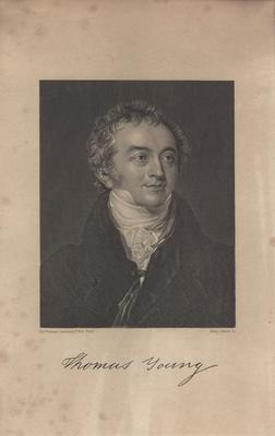 Portrait of Thomas Young with printed autograph