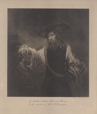 Scholar with a bust of Homer, lithograph